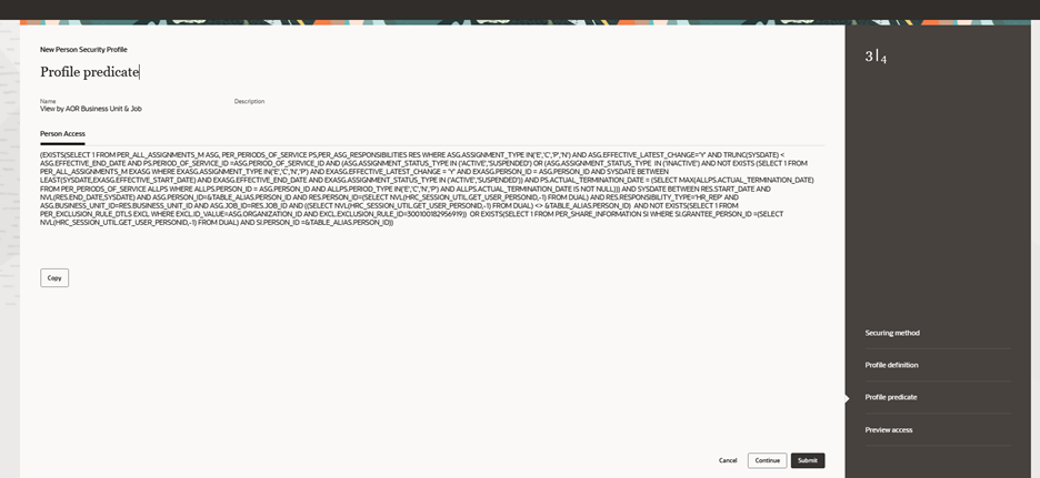 Profile Predicate for Person Security Profile.