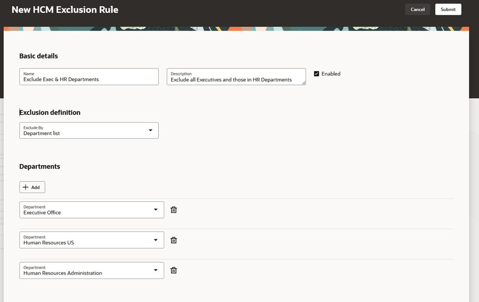 Create an HCM Exclusion Rule
