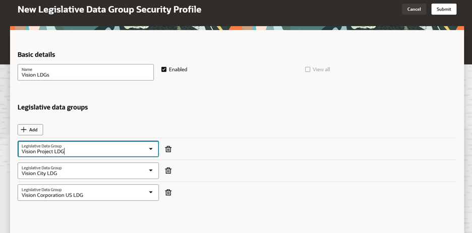 Creating a Legislative Data Group Security Profile