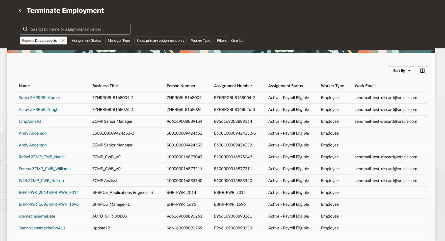 Terminate Employment page
