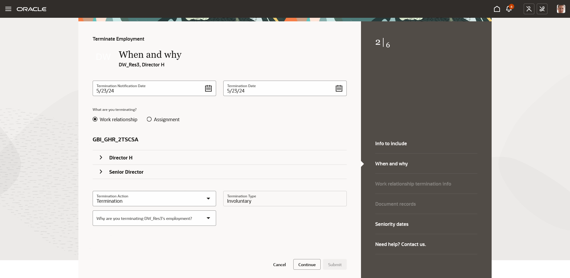 When and why step of the Redwood Terminate Employment Journey