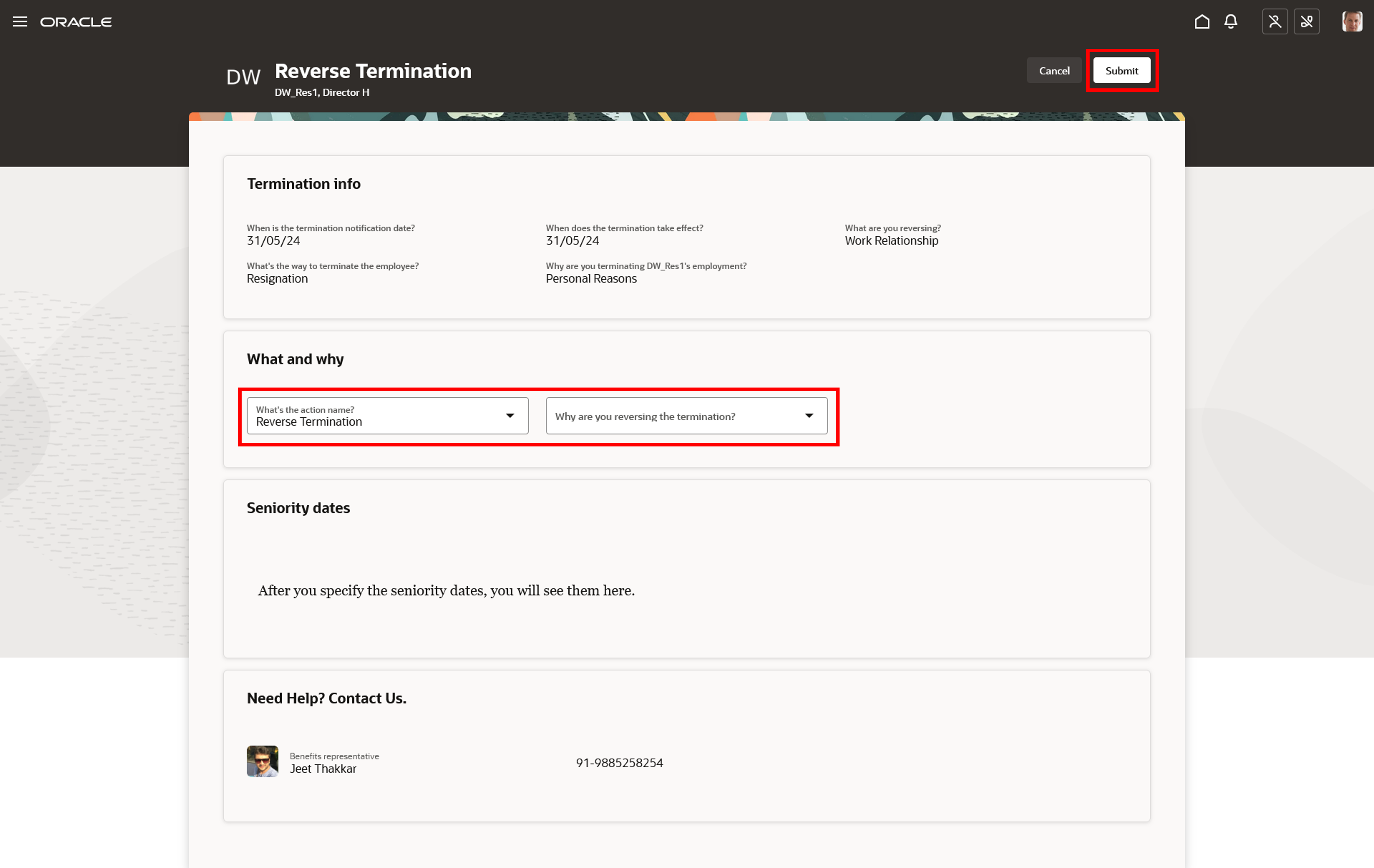 Reverse Termination page