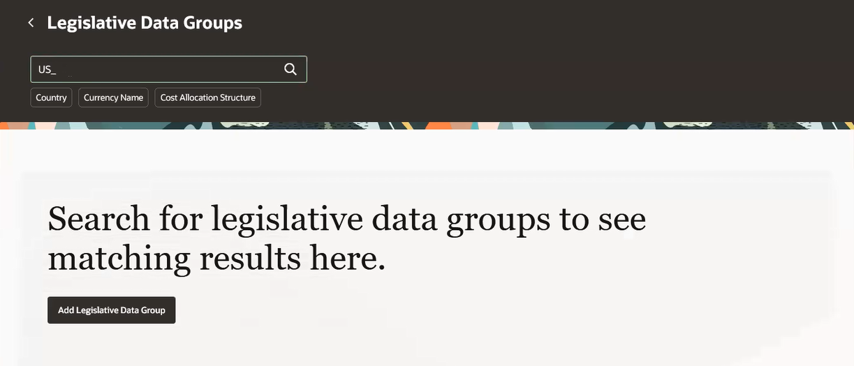 Legislative Data Groups search page