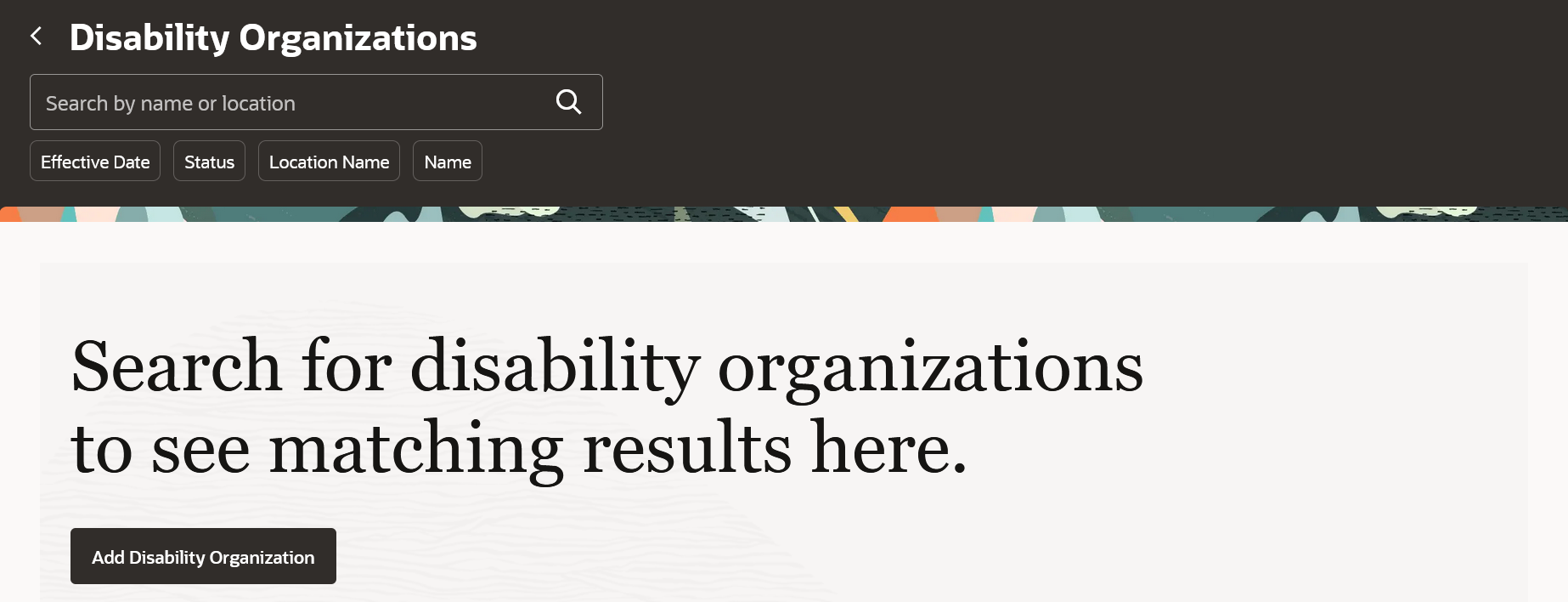 Disability Organizations Search Page
