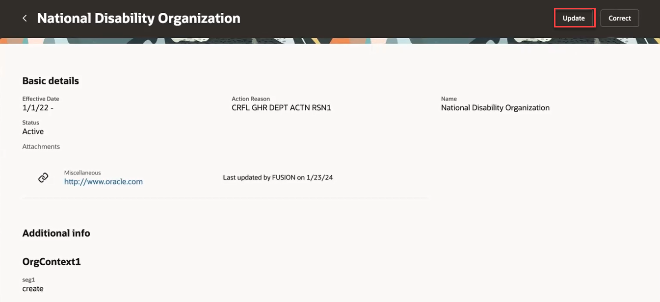 Update a Disability Organization