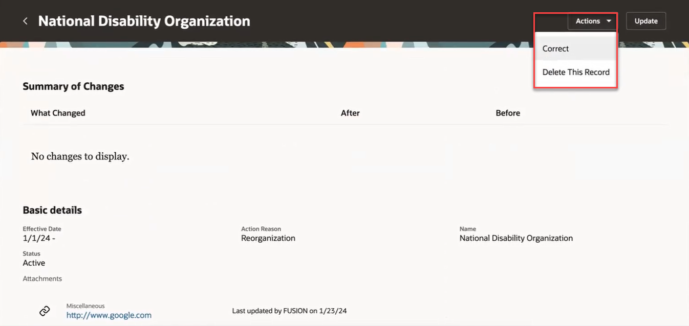 Delete a Disability Organization
