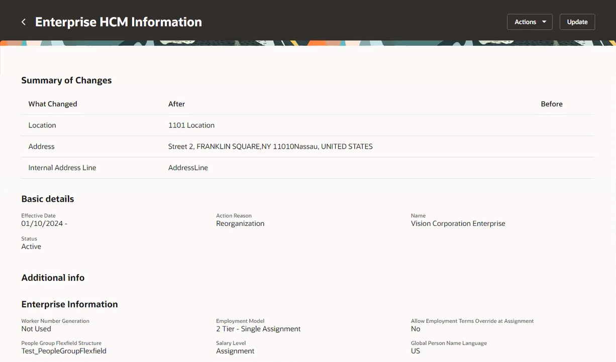 HCM Enterprise Information Read-Only Page