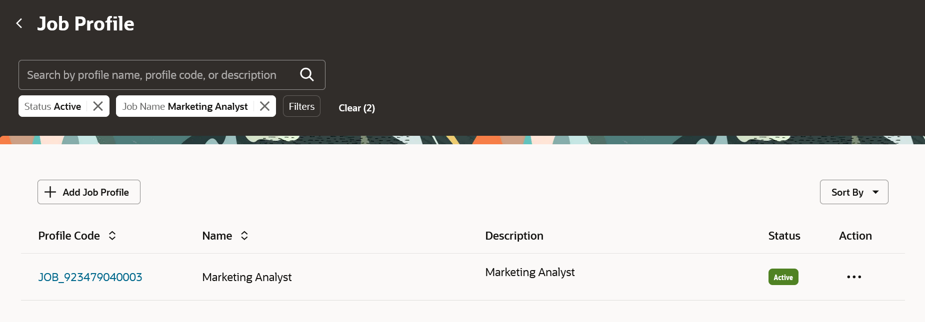 Job Profiles Page Showing Profiles for a Job