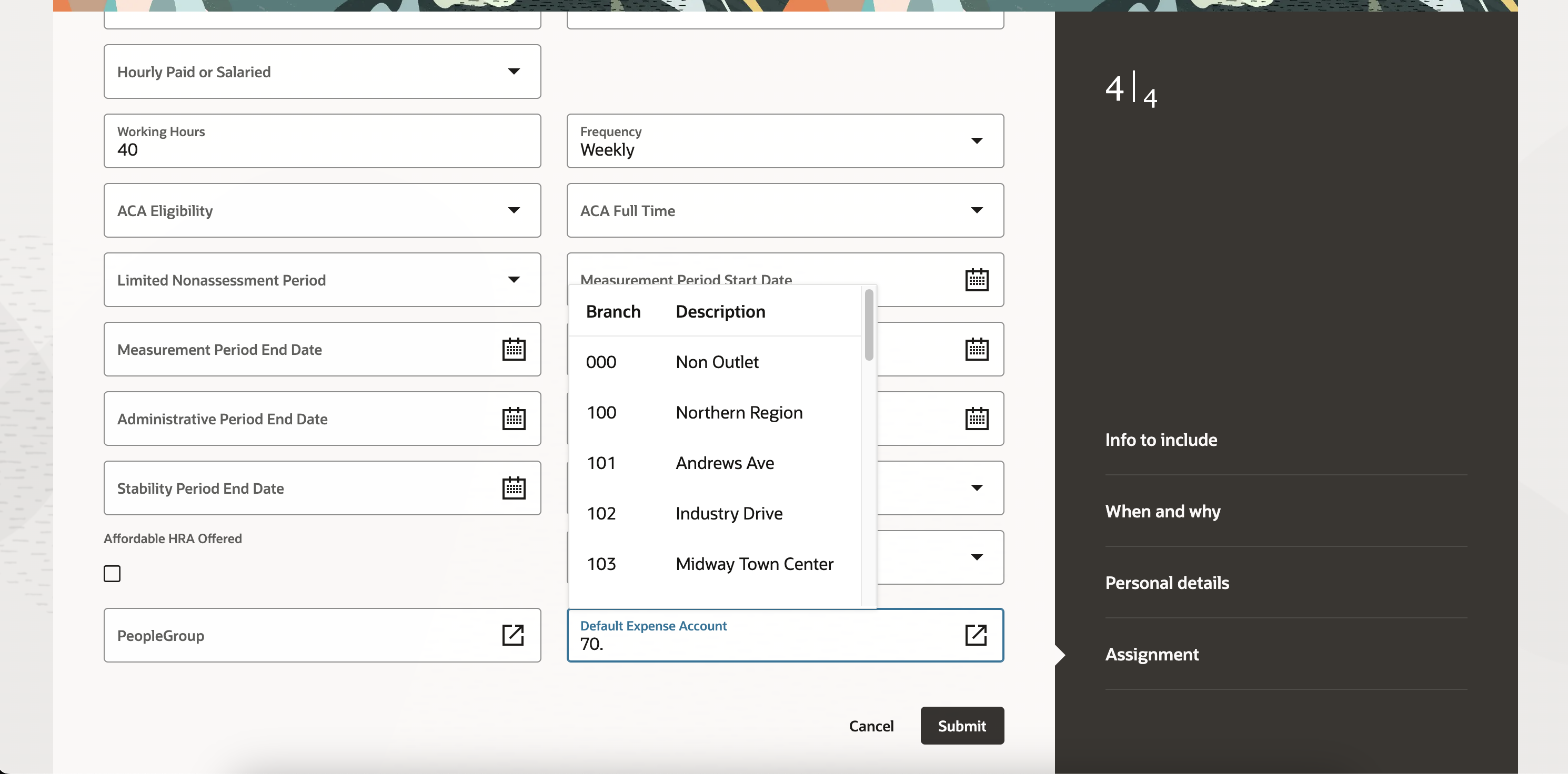 People Group and Default Expense Account fields