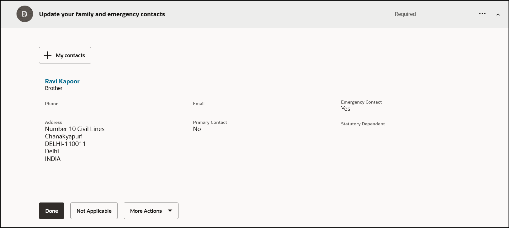 Emergency Contact Created Directly Within a Journey Task