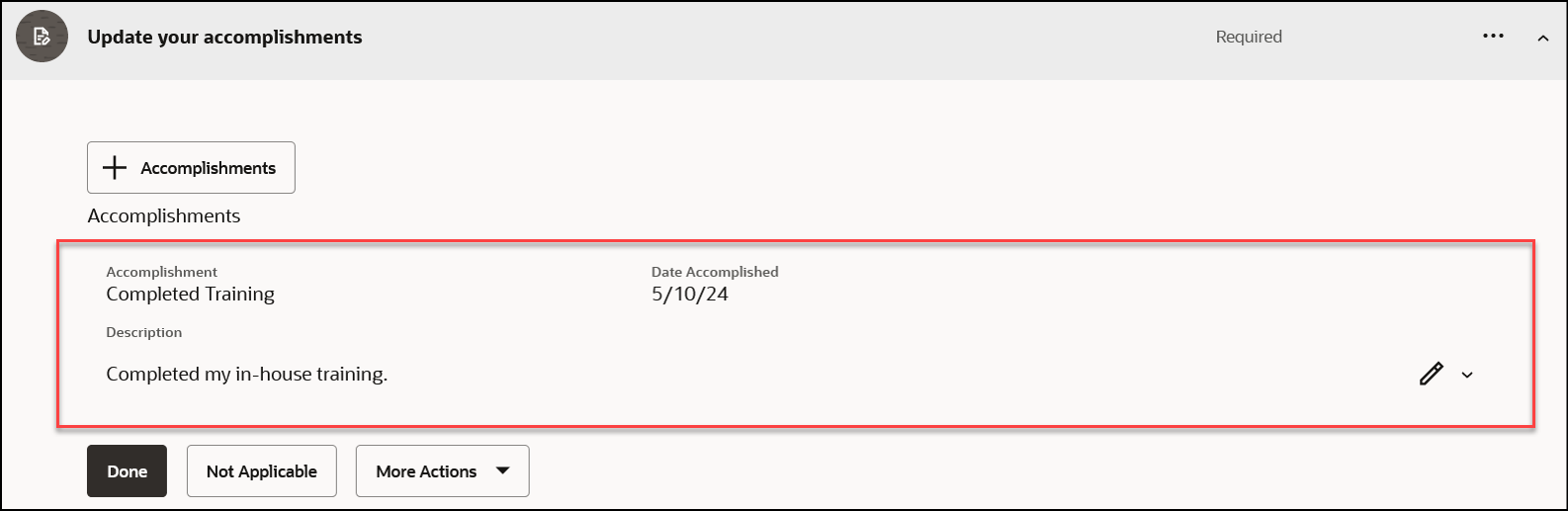 Accomplishment Created Directly Within a Journey Task