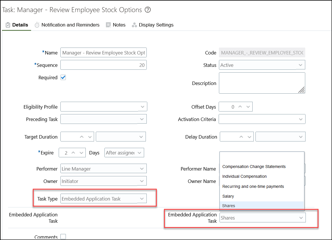 Configure the Shares Region in the Embedded Application Task