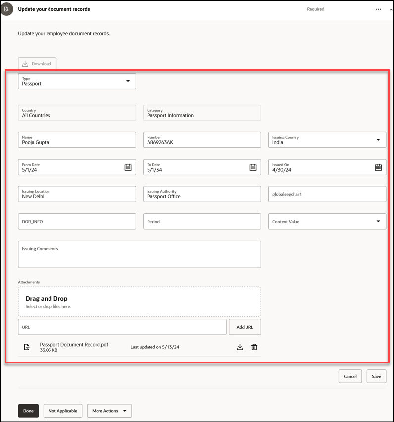 Document Records Region Within a Journey Task