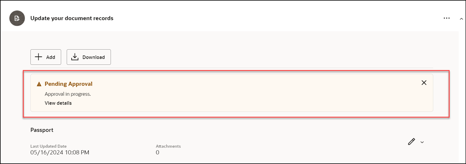 View Document Record that is Pending Approval from Embedded Journey Task 