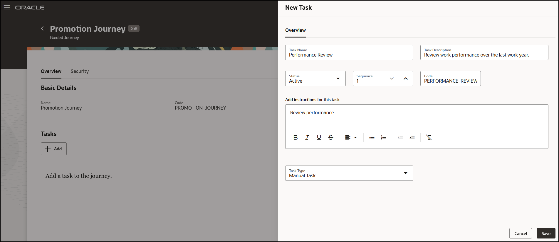 Create a Task in the Guided Journey