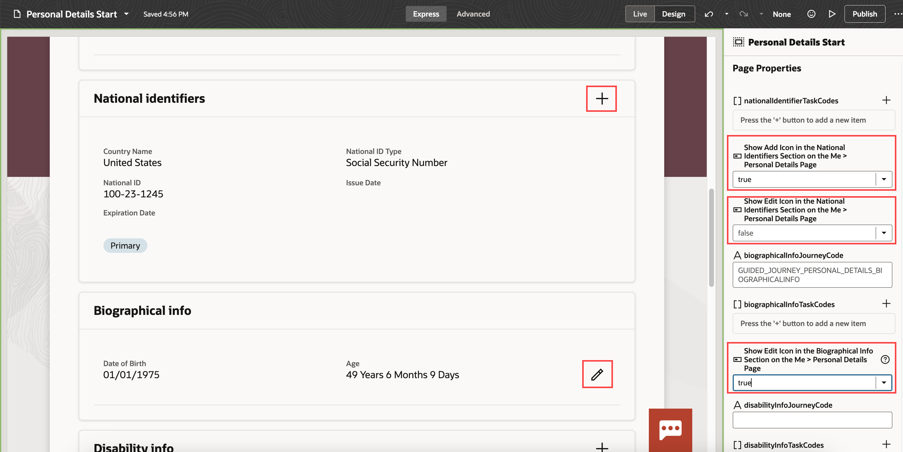 Page Properties for National Identifiers and Biographical Info