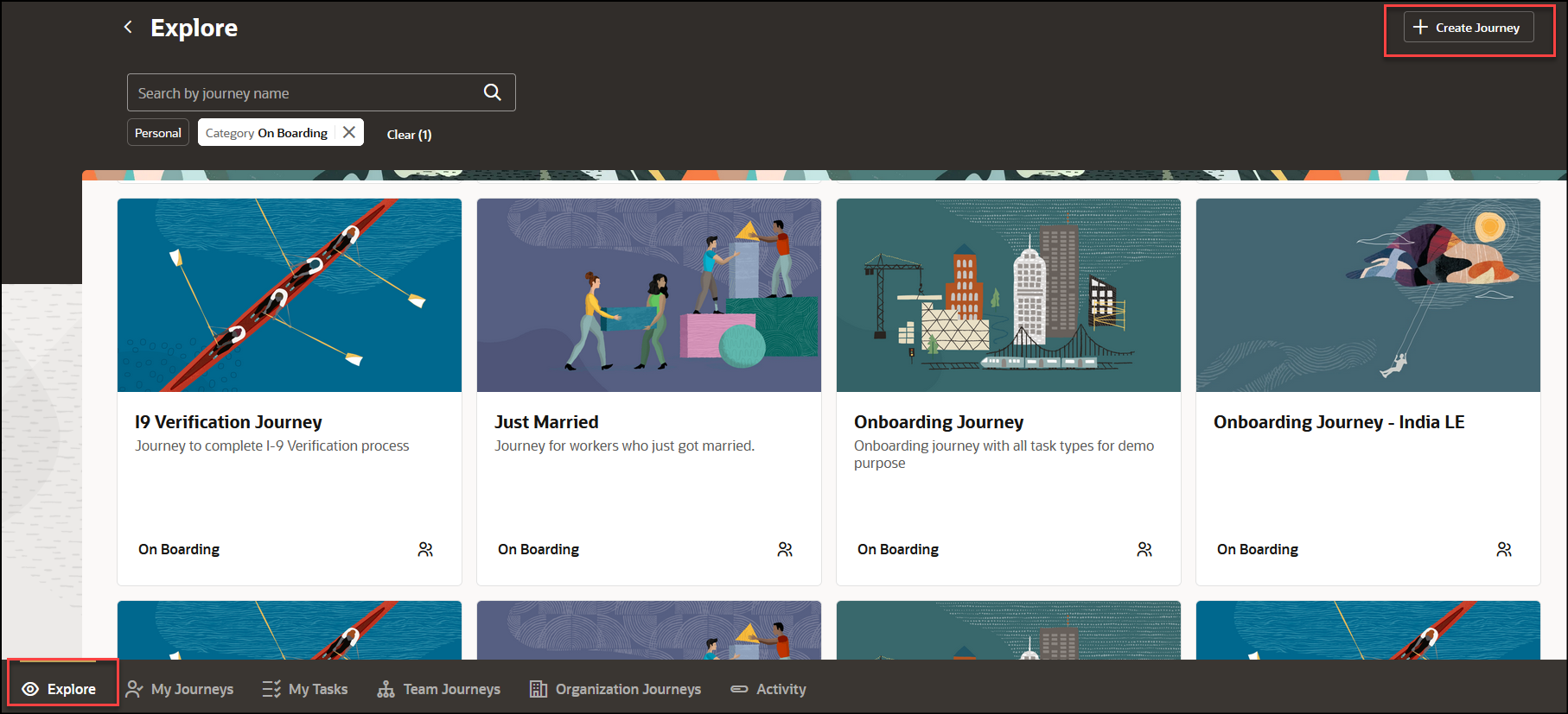 Create Journey from Explore Tab