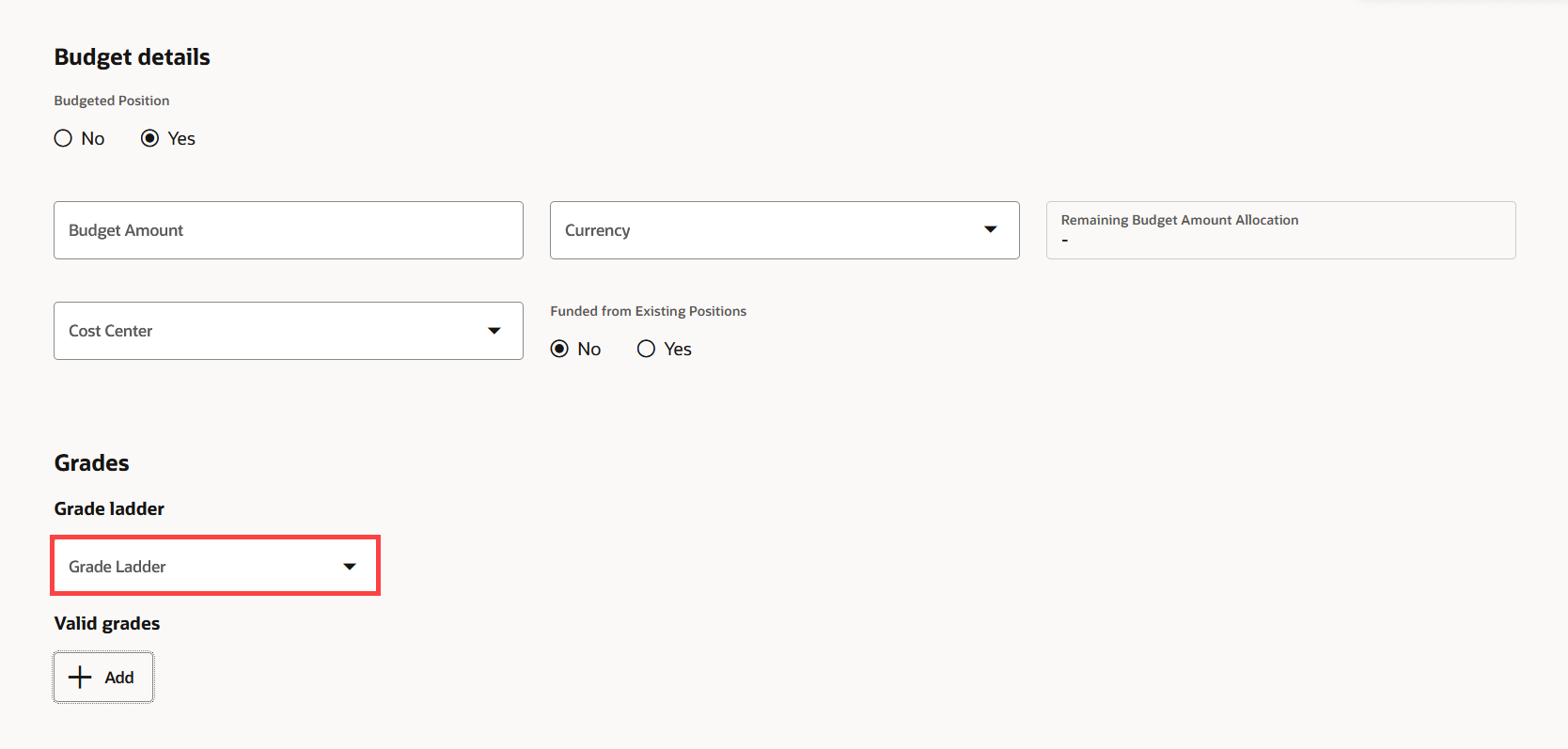 Grade Ladder attribute on a Redwood position page