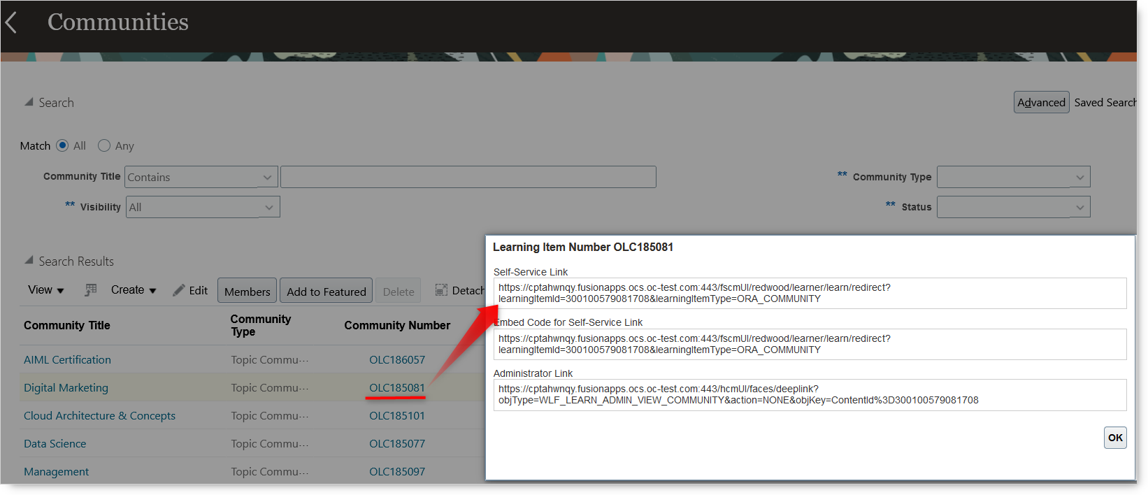 Category ID on the Communities Page