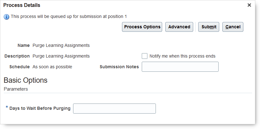 Purge Learning Assignments process