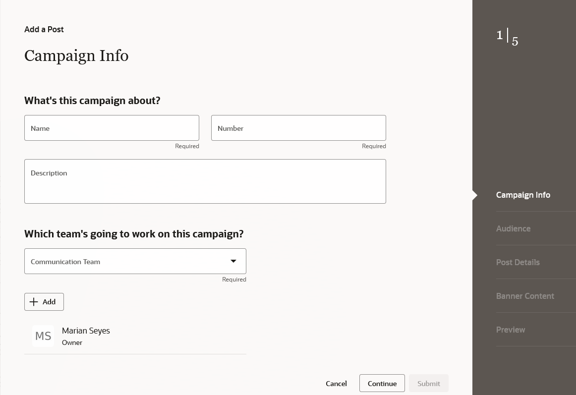Add post and campaign info