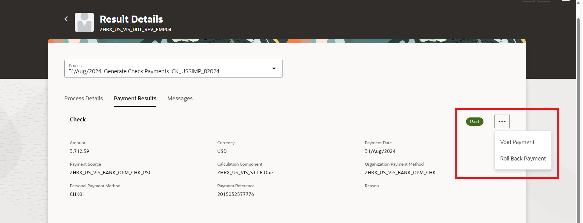 Payment Results UI