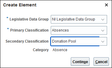 Screenshot of the Create Element dialog box