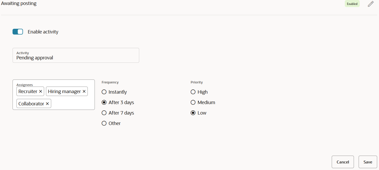 Configuring Assignees for a Recruiting Activity Item