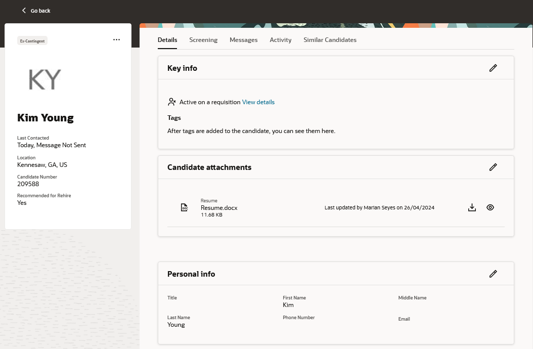 Candidate Details Page