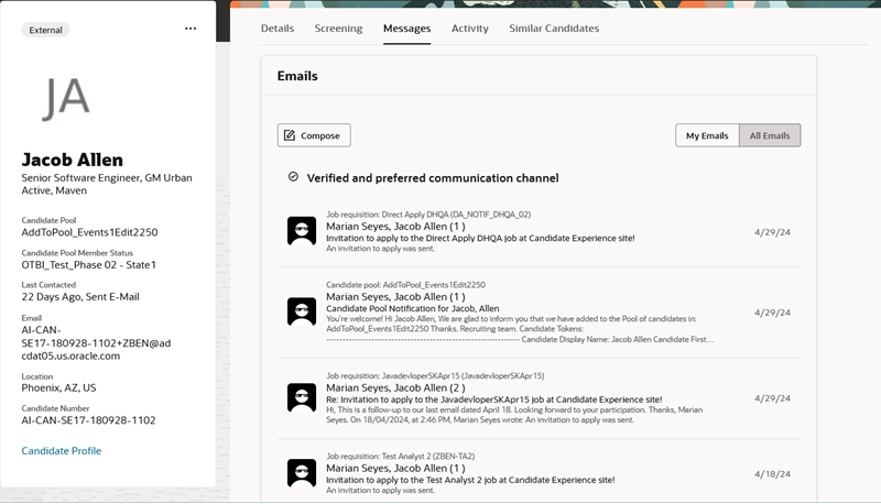 Recent Emails Listed First