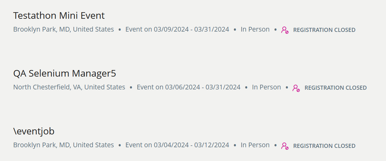 Events with Tags