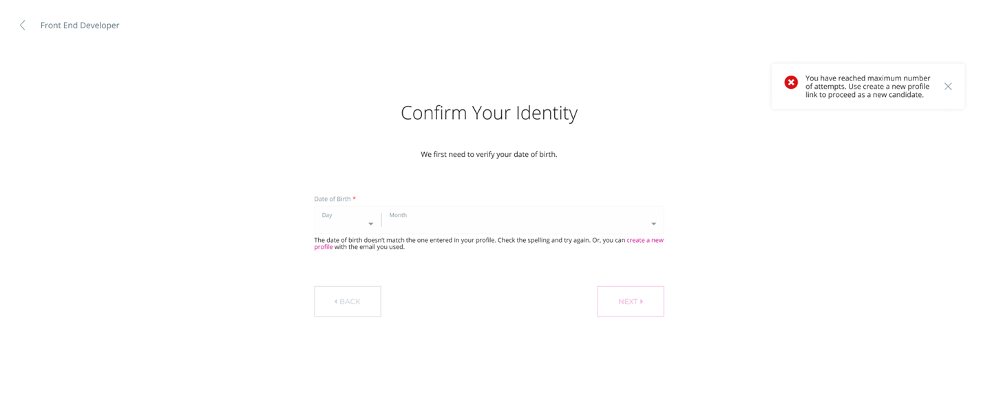 Create a New Profile Link after 4 Failed Attempts