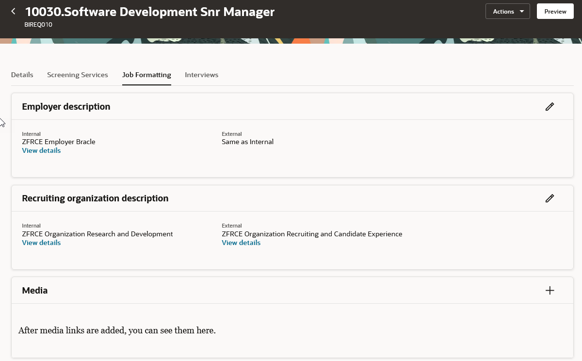 Job Requisition Template Job Formatting Tab