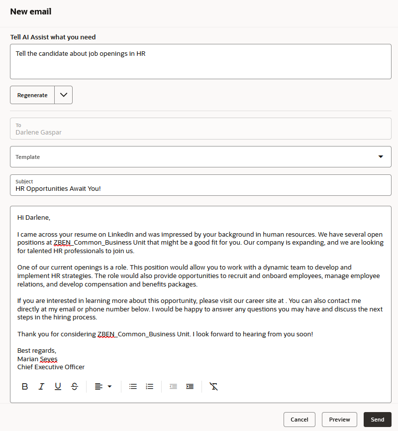 Email Generated by AI Assist