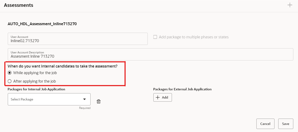 Radio Buttons Enabled for Internal Candidate Assessment Question 