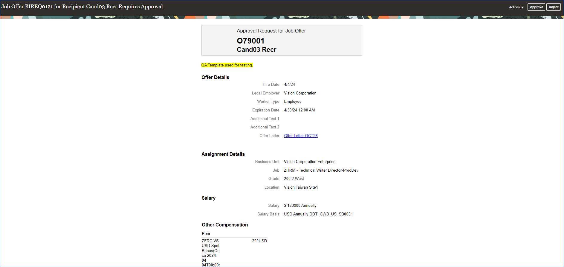 Approval Notification Page