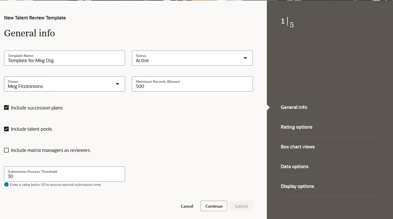 General info tab