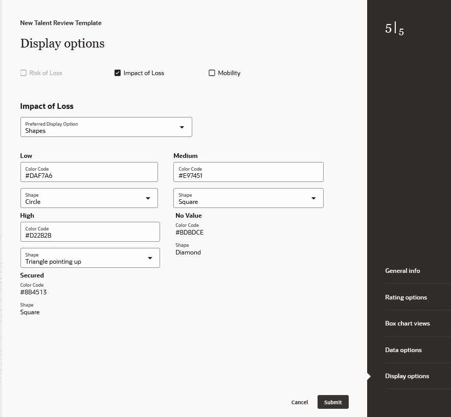 Display options Tab