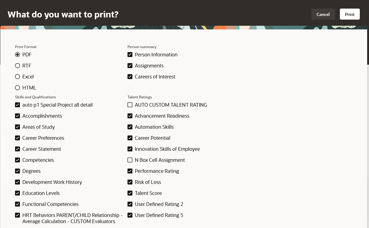 Redwood Print Profiles Page