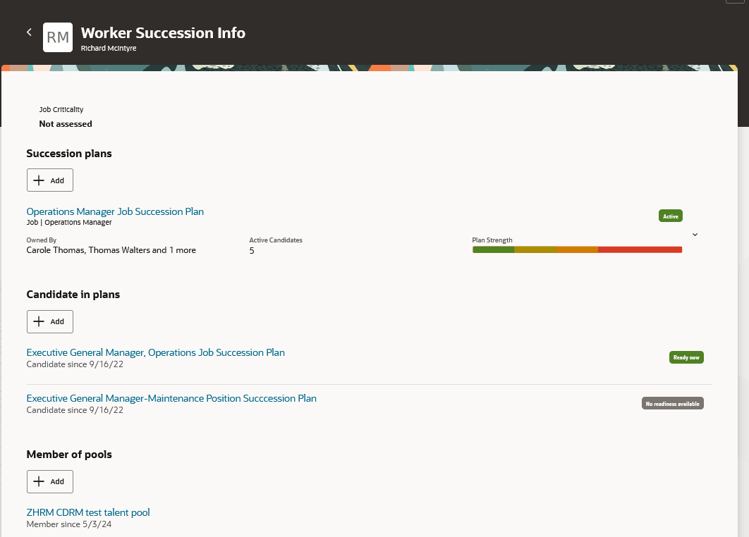 Worker Succession Info Page