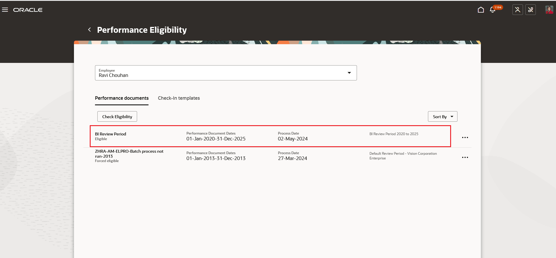View Eligibility Status