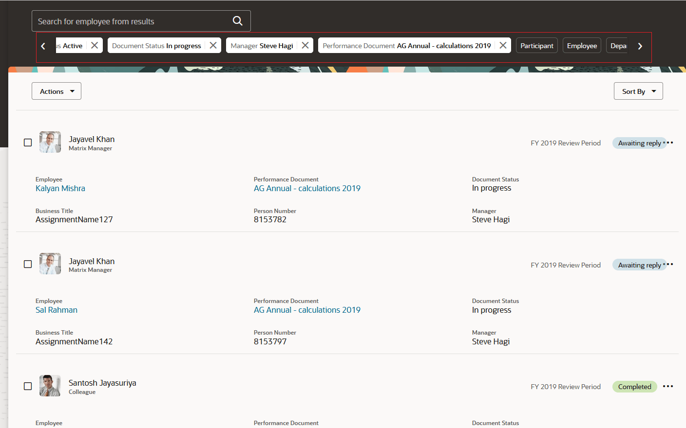 Search and Filter Results to View Employees’