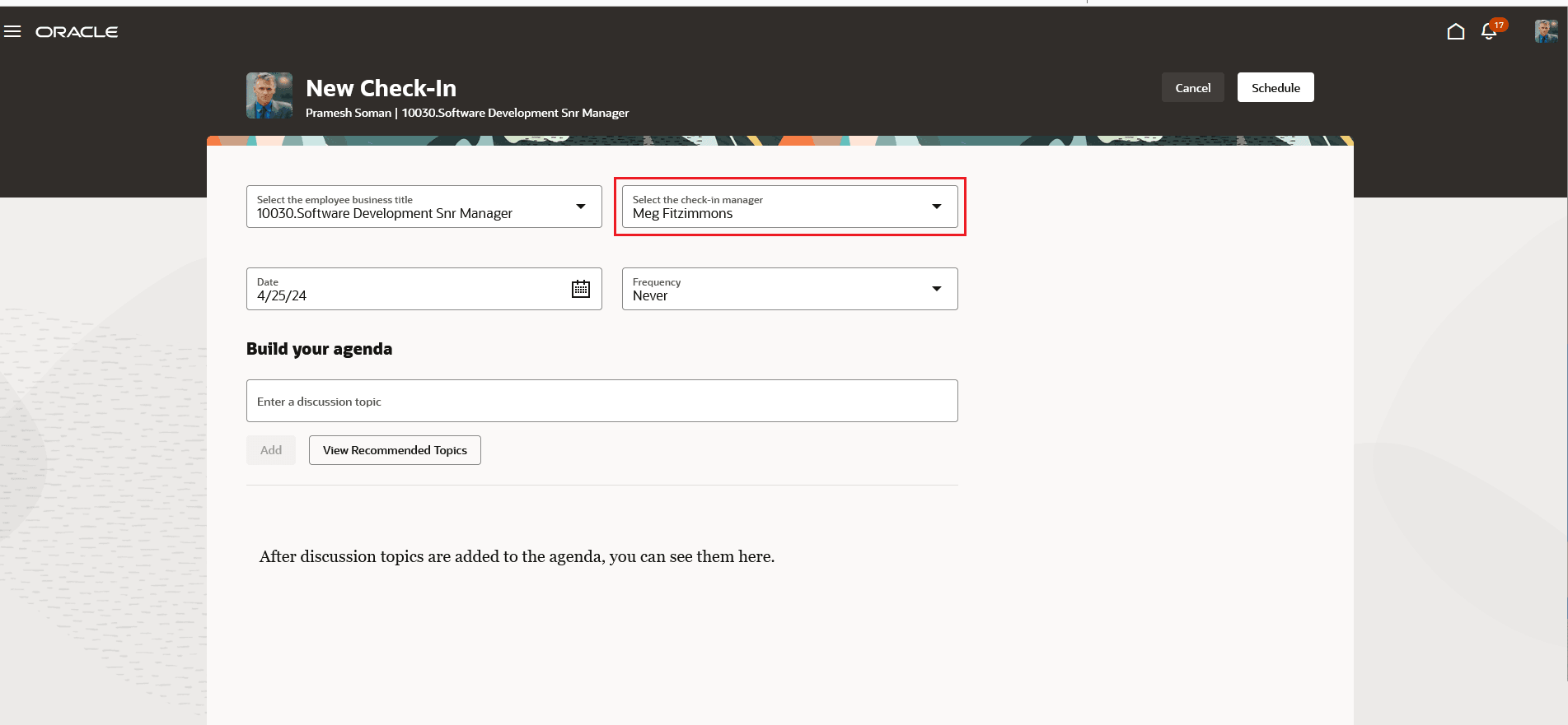 Employee can Choose Manager from List of Values
