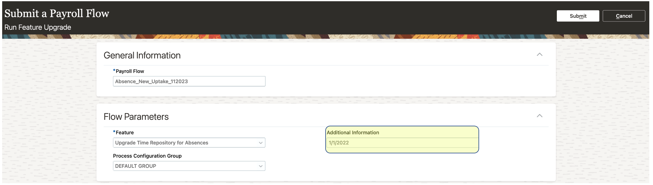 Submit a Payroll Flow