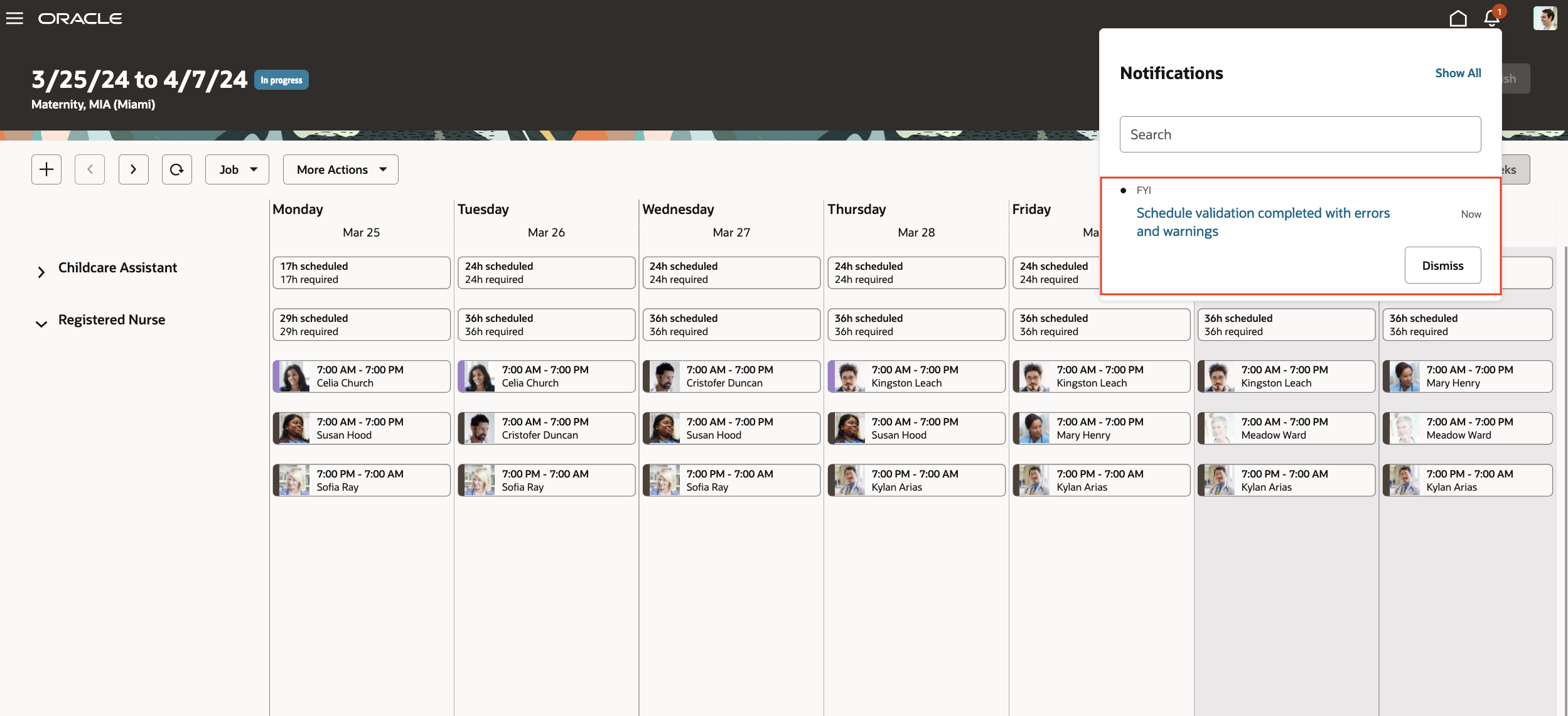 FYI Notification about Completed Schedule Validation