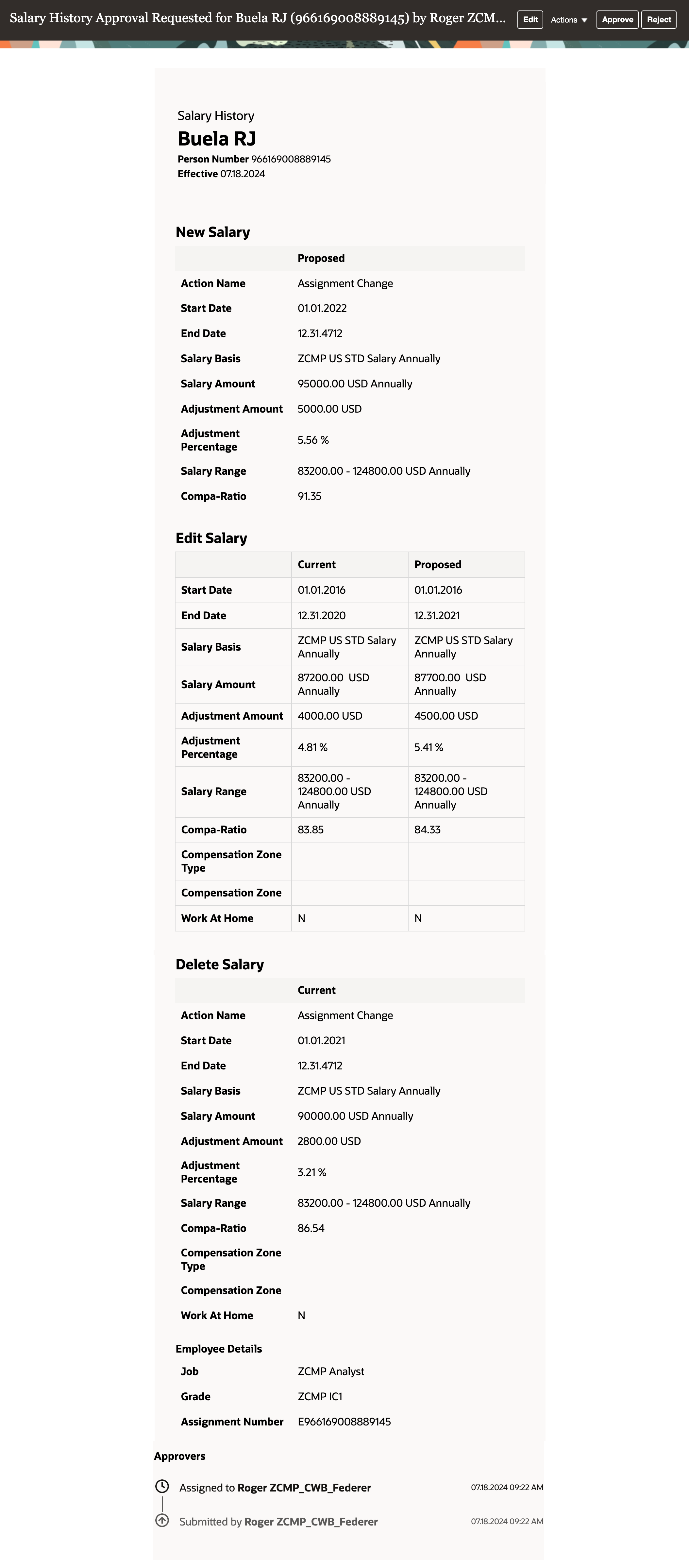 Redesigned Change Salary Notification for Rates Type Salary Basis that Involves a Salary Update