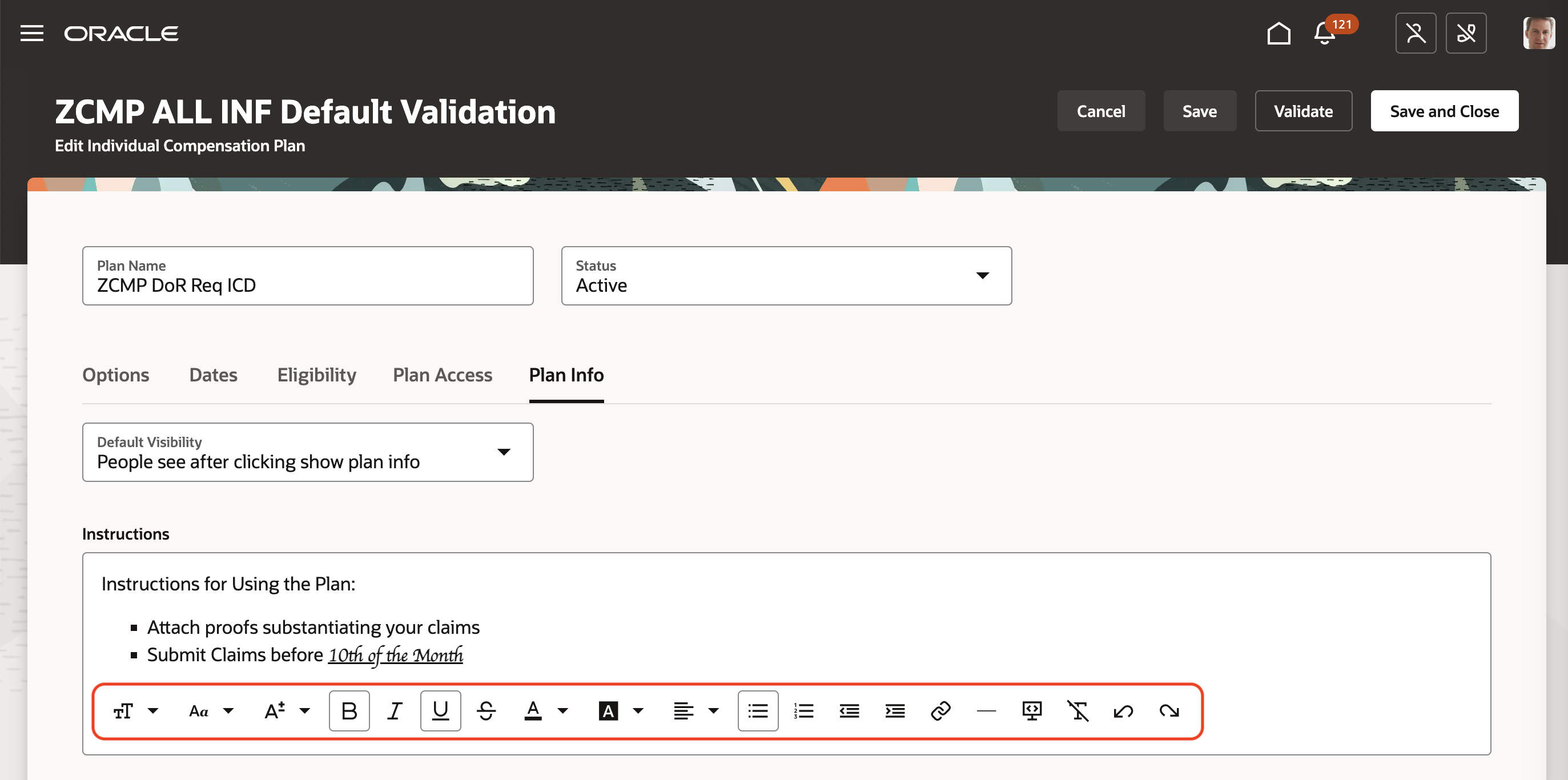 Redwood Individual Compensation Page, Plan Info Tab Where You Can Review and Revise Instructions