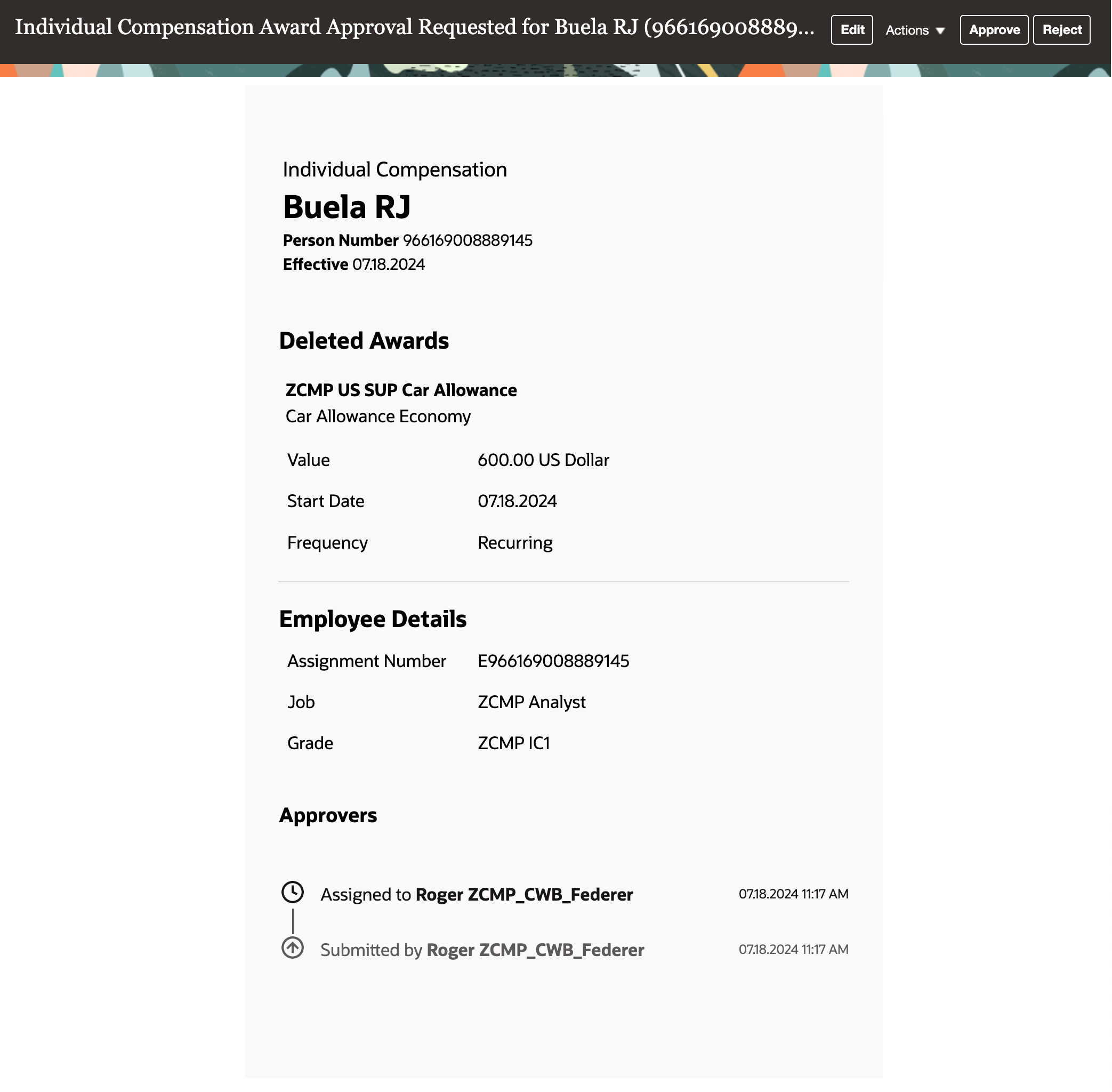 Redesigned Individual Compensation Notification for a Deleted Award