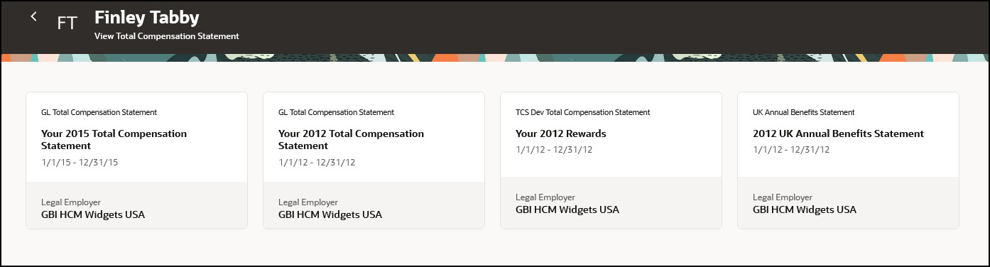 View Total Compensation Statement: Landing Page