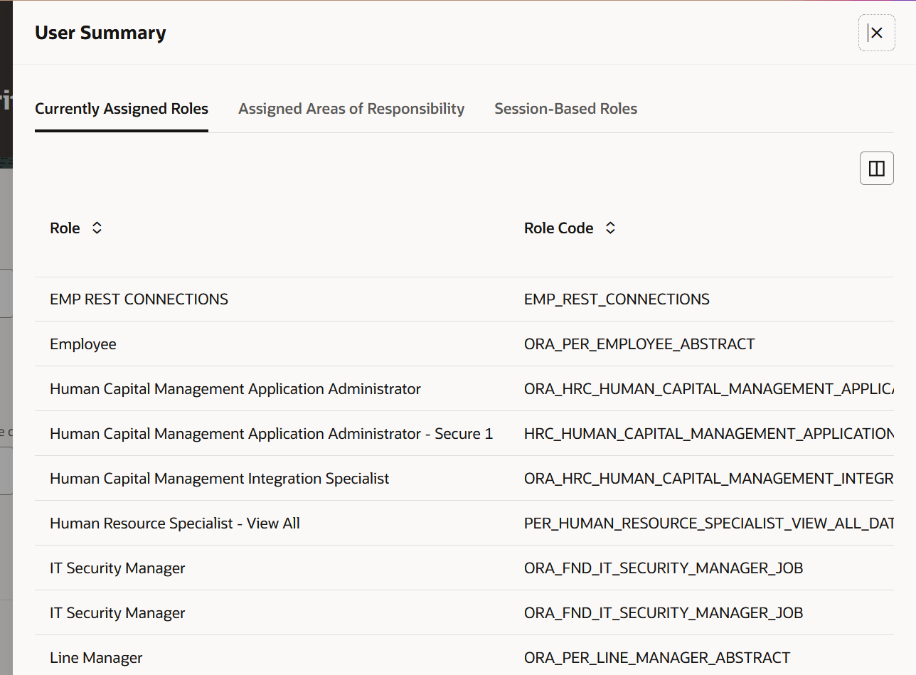 Show User Summary panel drawer content